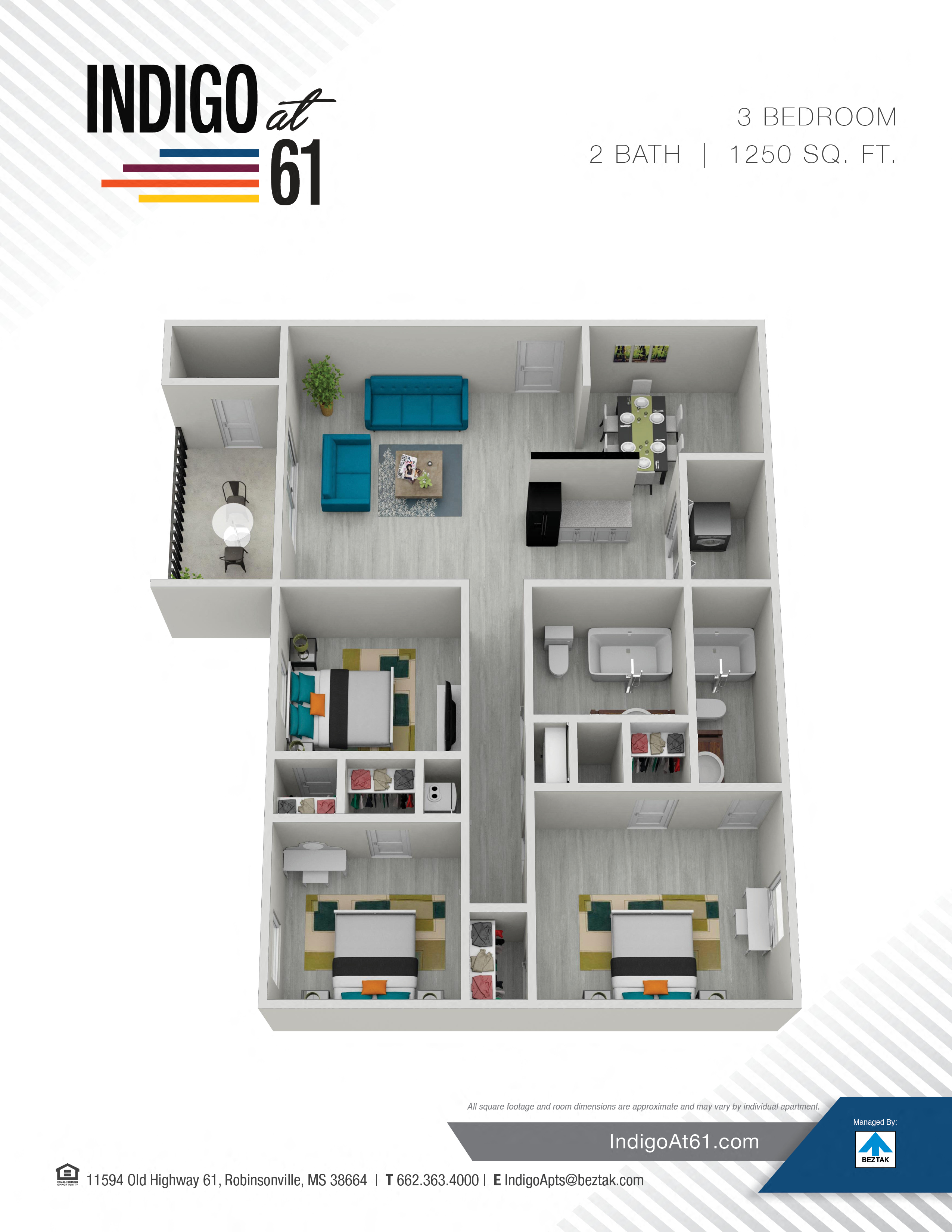 3 Bedroom 2 Bath floor plan